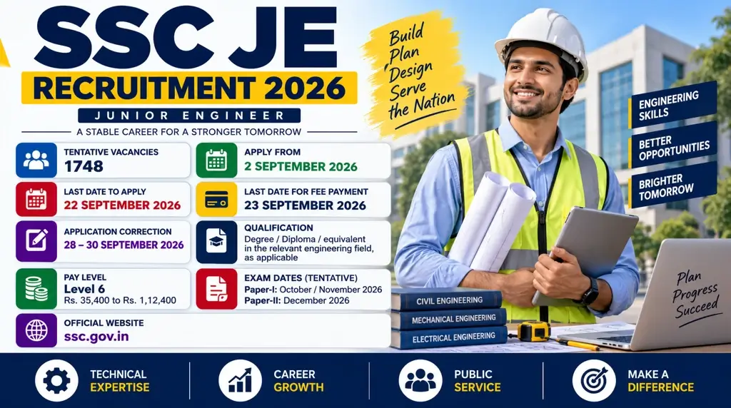 SSC JE Recruitment 2026 Notification for 1748 Tentative Vacancies