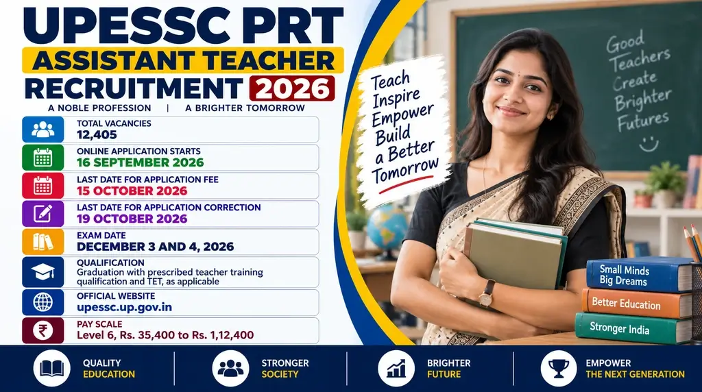 UPESSC PRT Assistant Teacher Recruitment 2026 for 12405 Posts